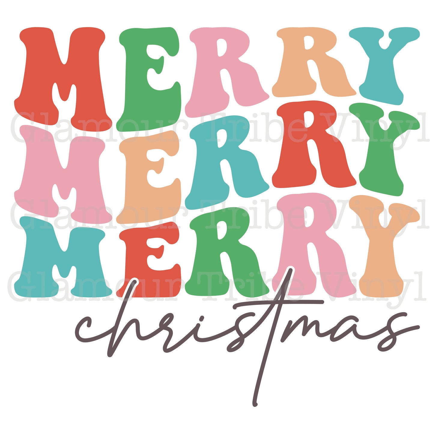 Bright Merry Christmas Stack Clear Cast Decal