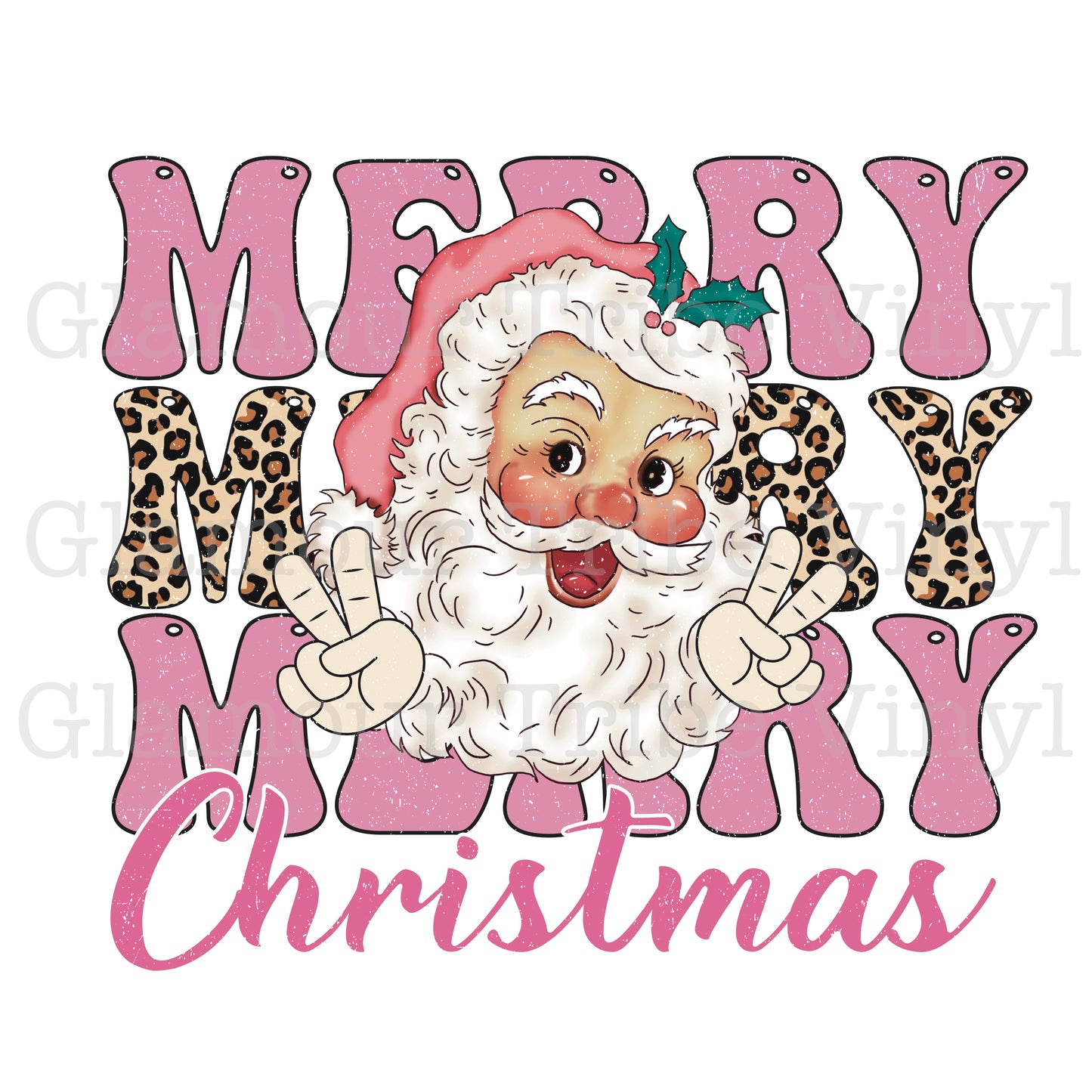 Stacked Merry Christmas Santa Clear Cast Decal